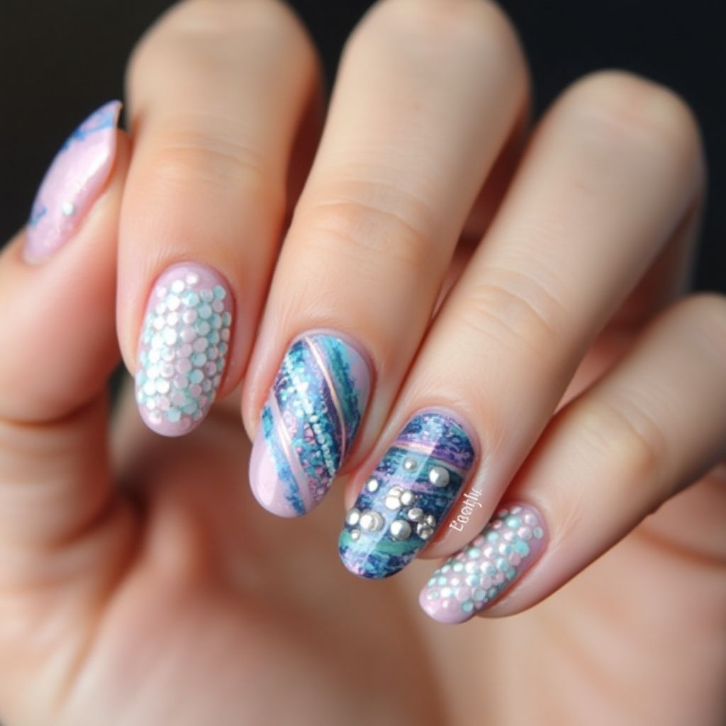 Round Caviar Beads Nail Design