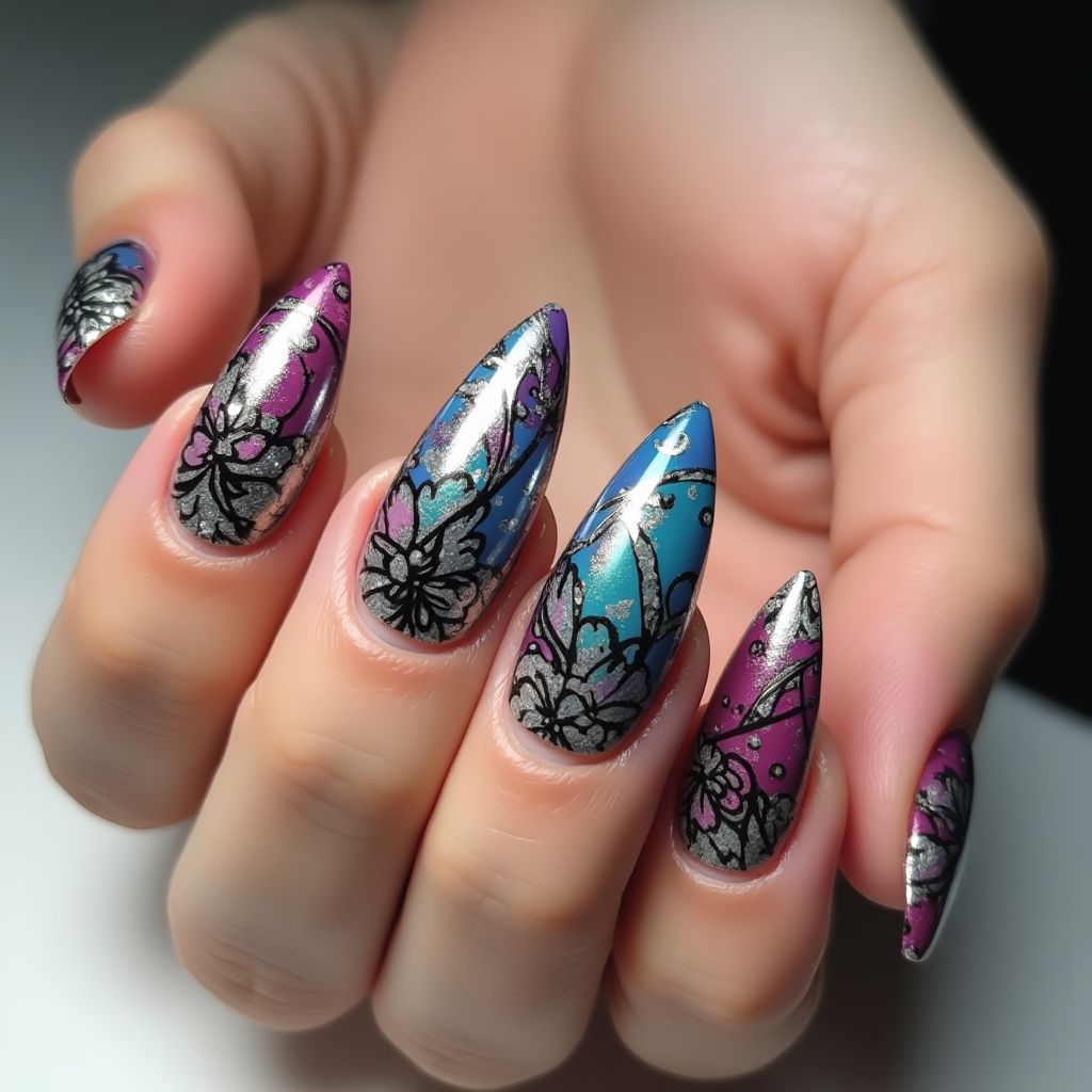 Stiletto Top Coat Nail Design