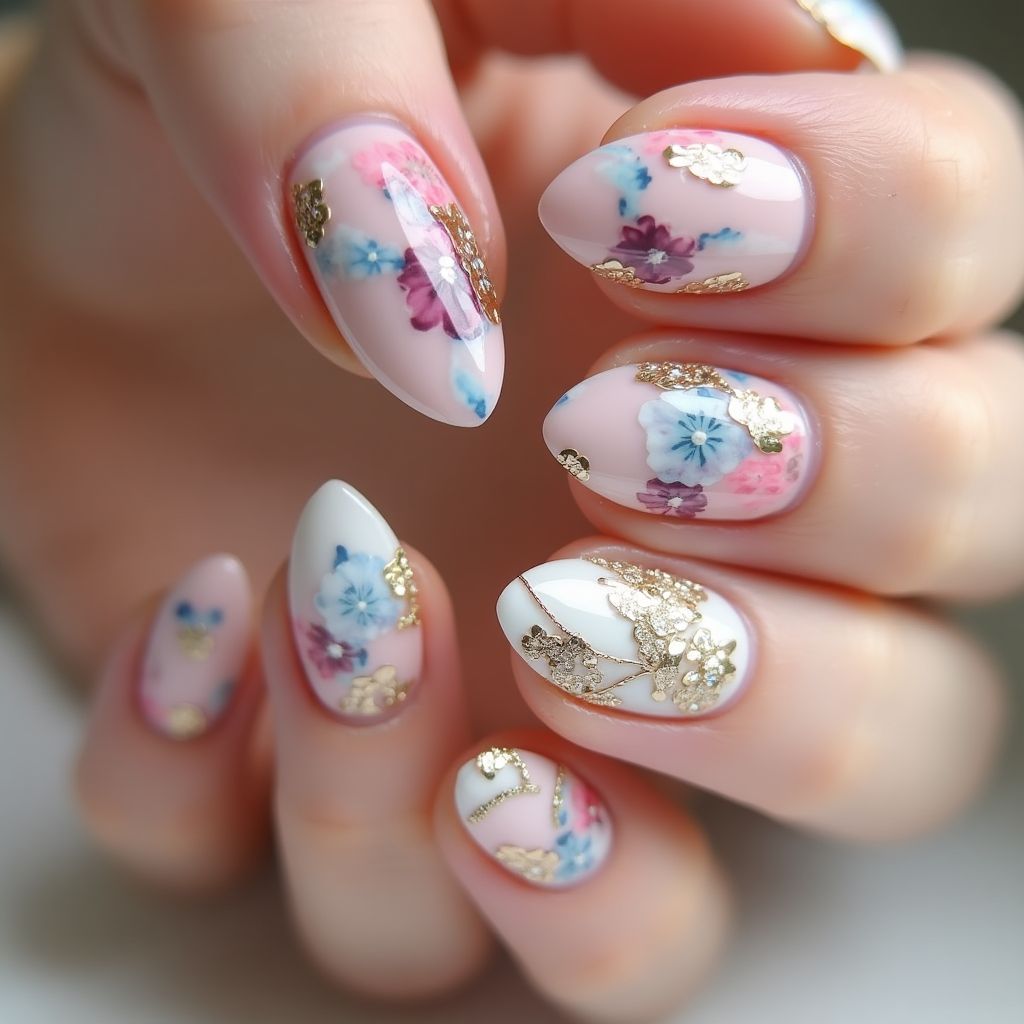 Almond Gel Polish Nail Design