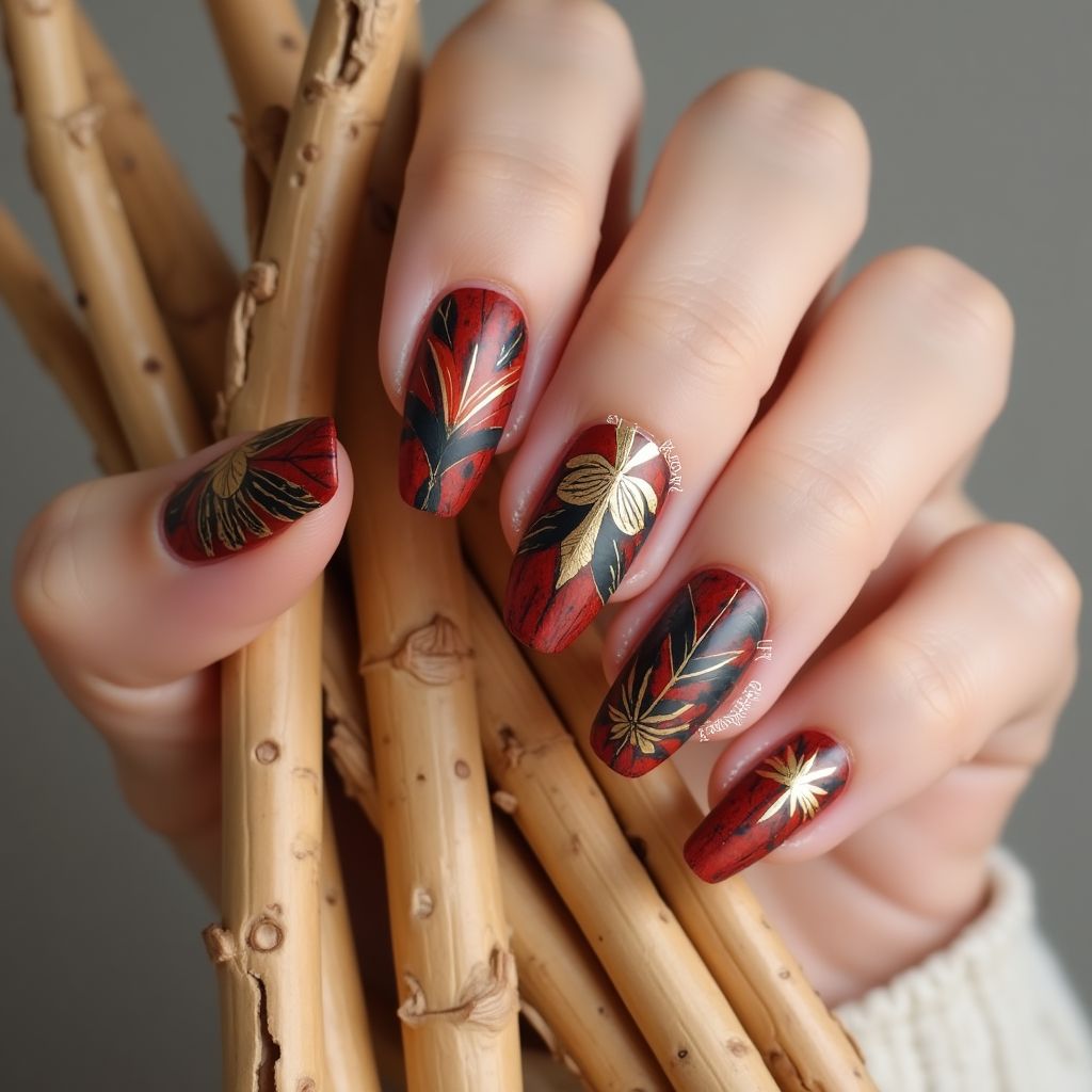 Stiletto Orangewood Sticks Nail Design