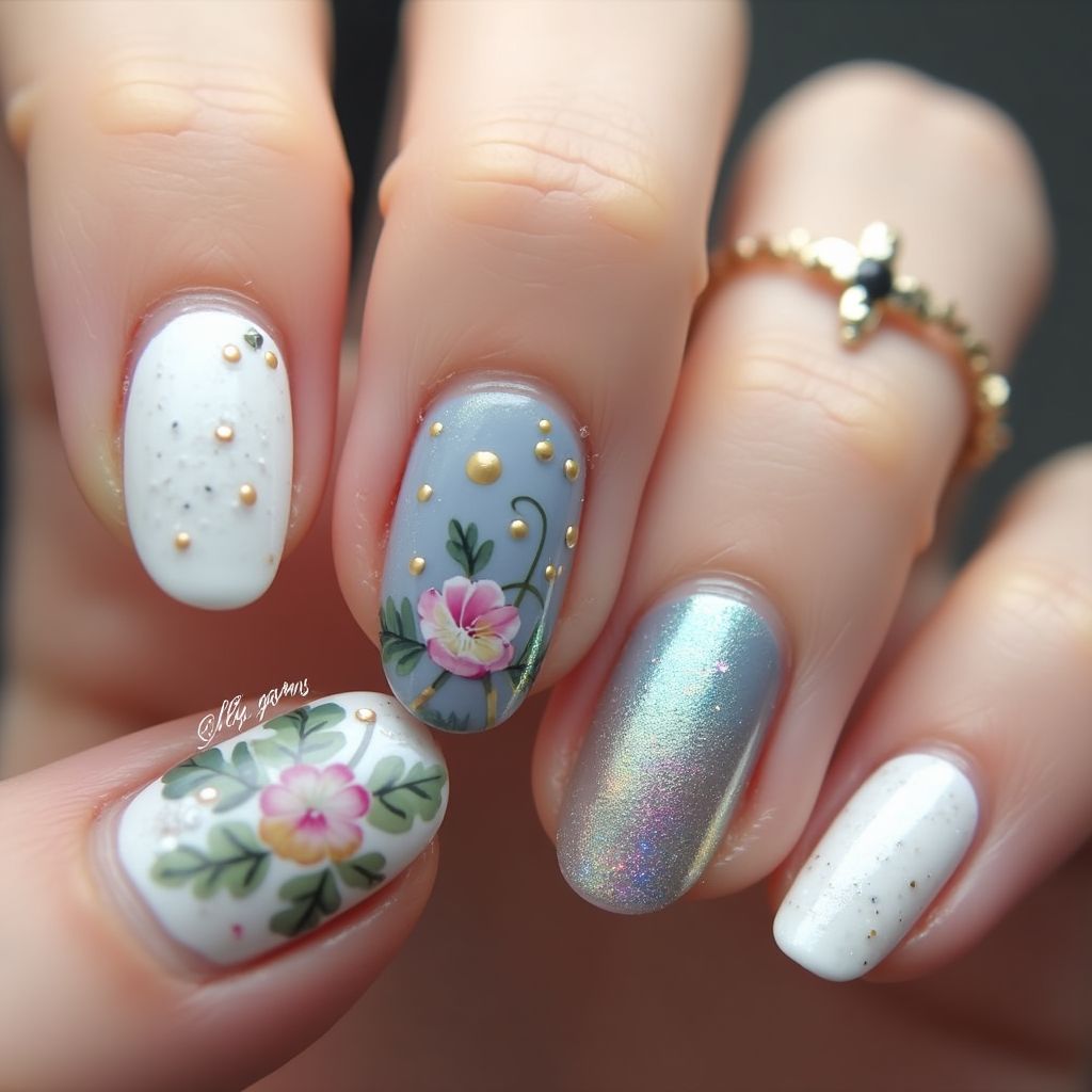 Round Specialty Powders Nail Design