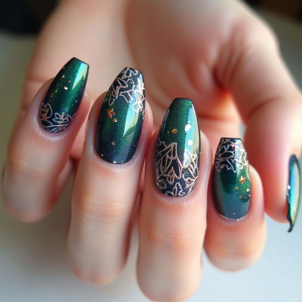 Stiletto Glitter Powder Nail Design