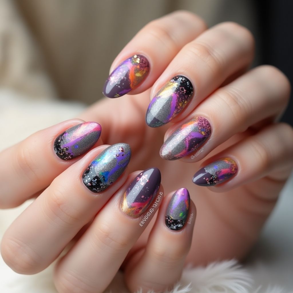 Almond Color-changing polish Nail Design