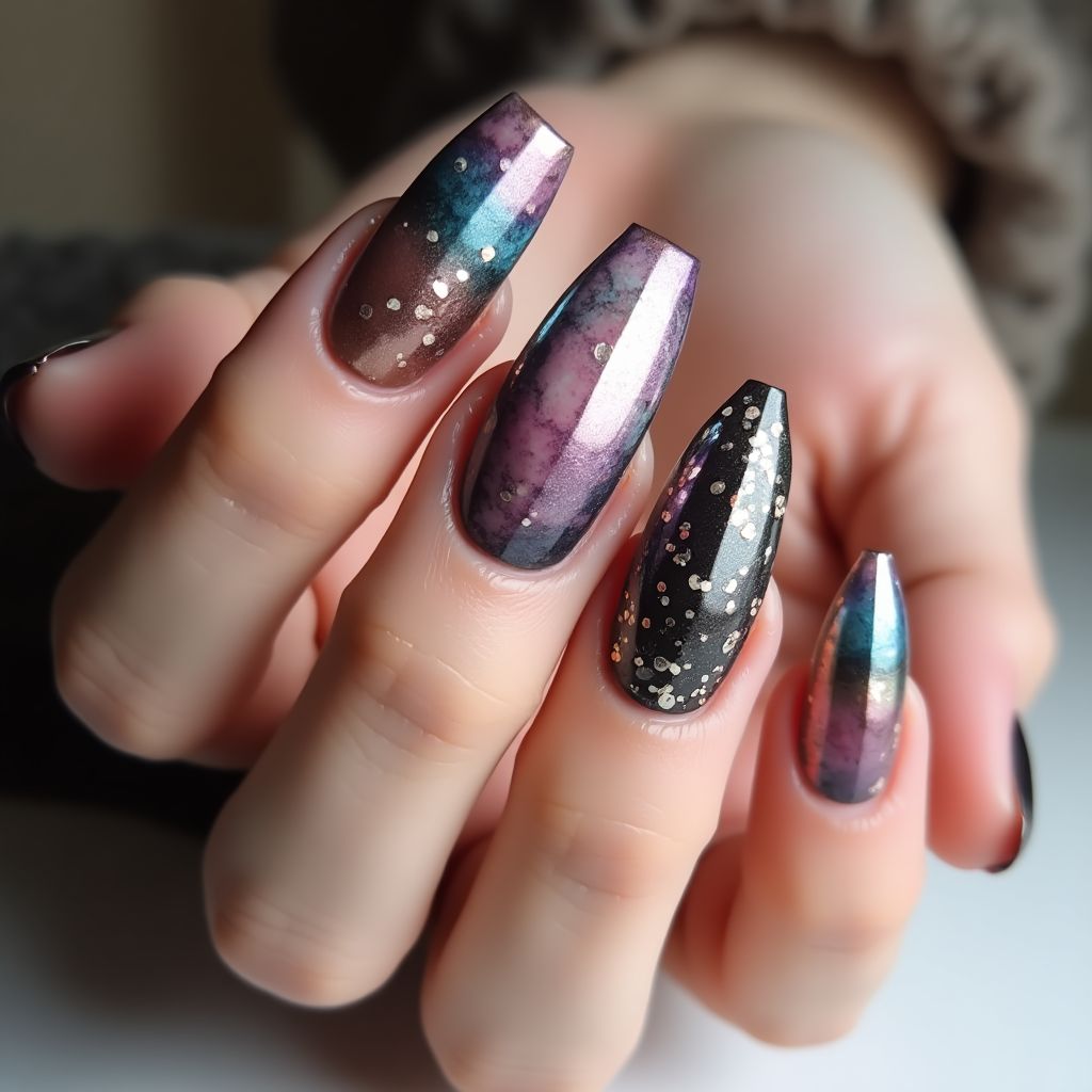 Coffin Nail Glue Nail Design