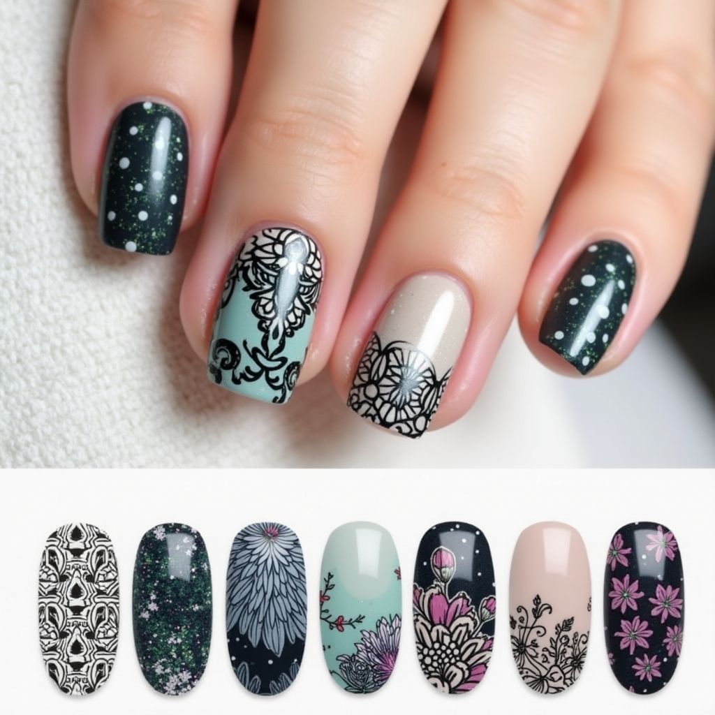 Round Stamping Plates Nail Design