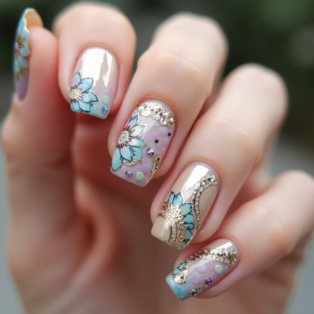 Round 3d Nail Decor Nail Design