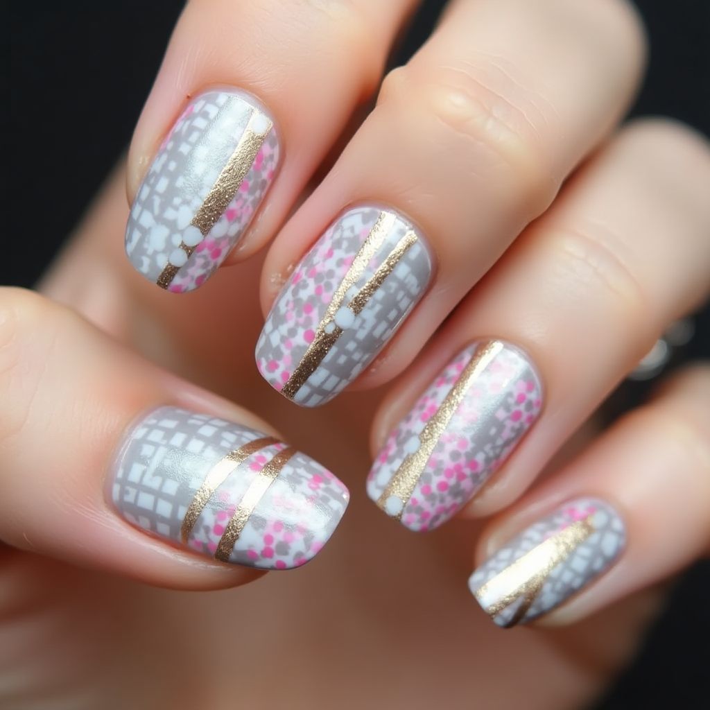 Round Striping Tape Nail Design
