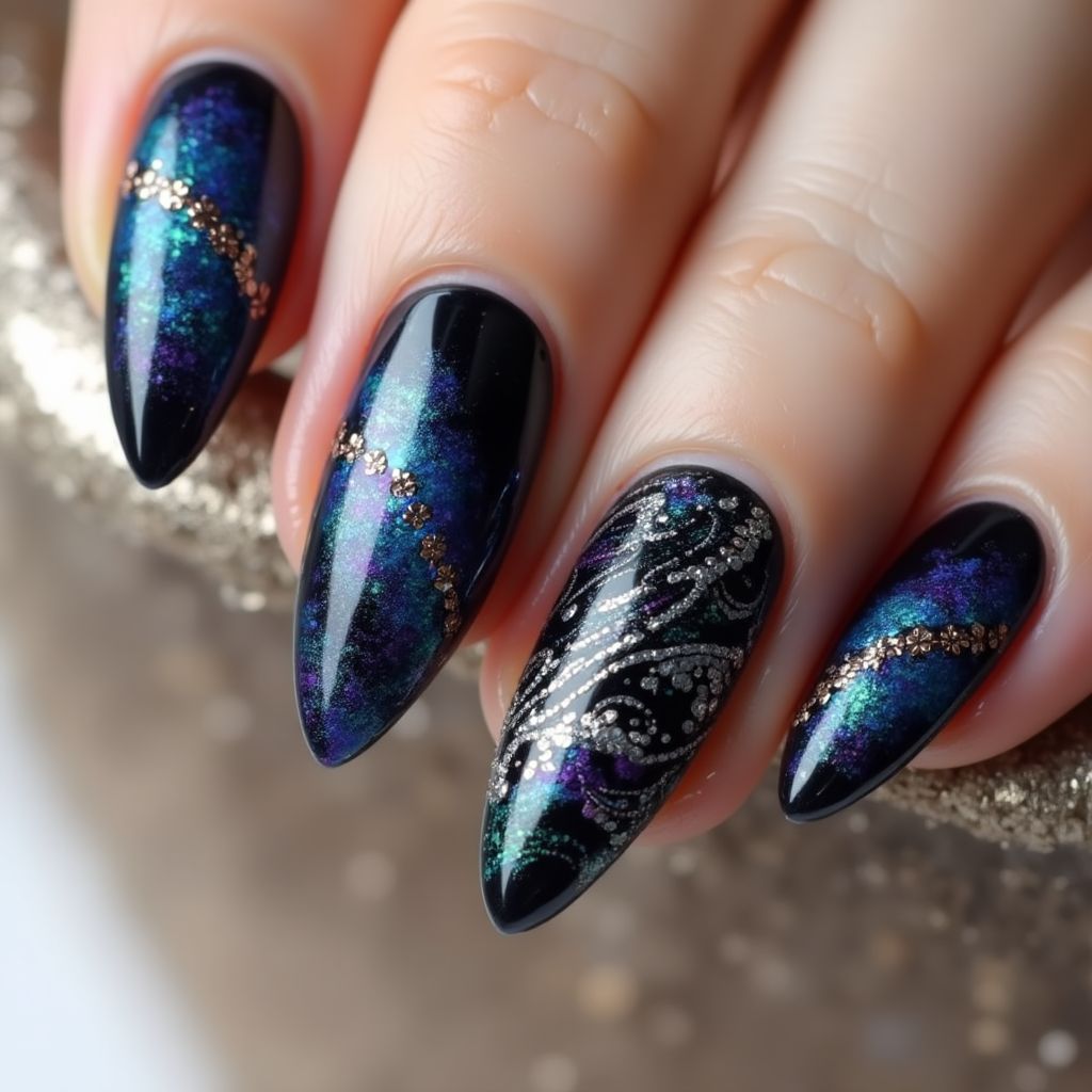 Stiletto Magnetic Polish Nail Design