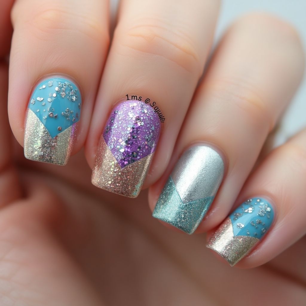 Square Color-changing polish Nail Design
