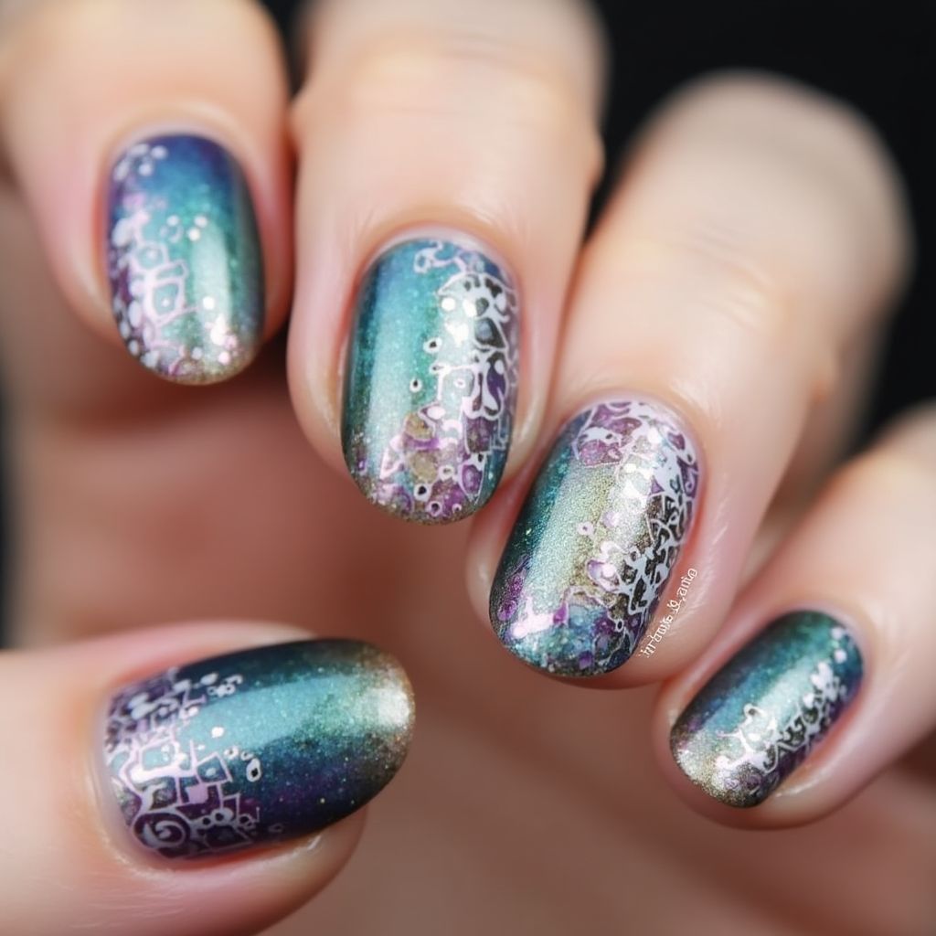 Color Changing Polish Round Nail Design