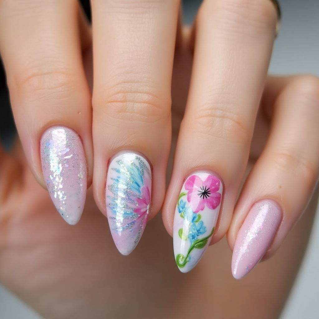 Stiletto Base Coat Nail Design