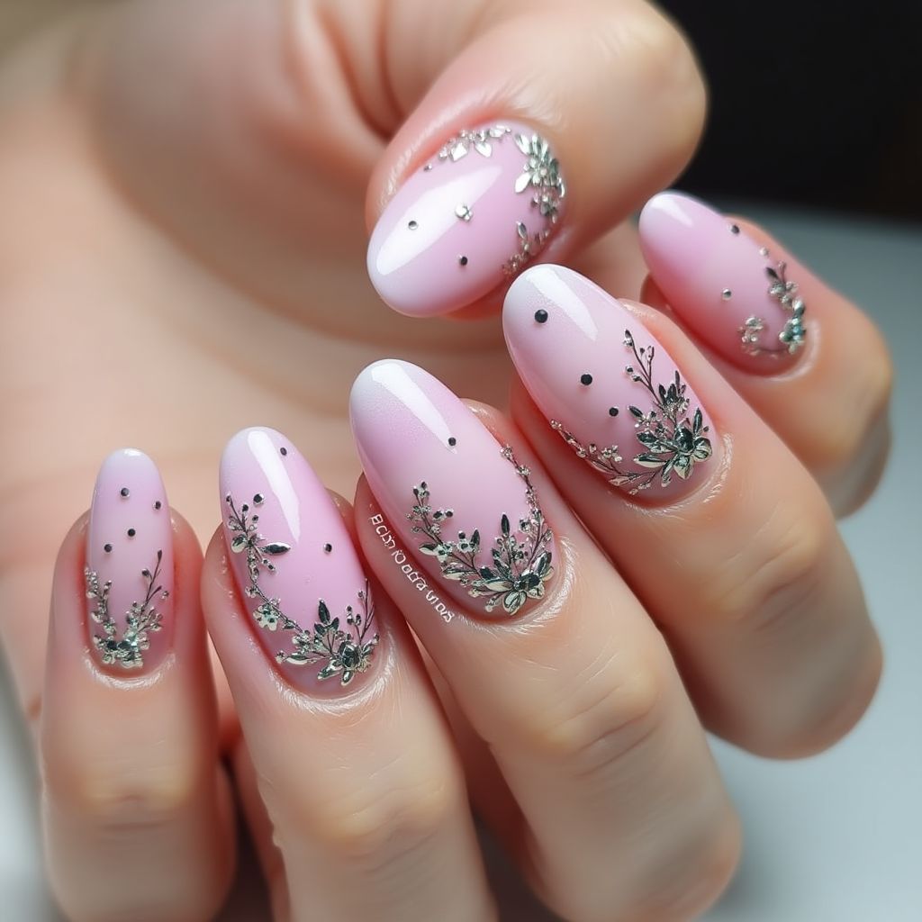 Round Acrylic Powder Nail Design