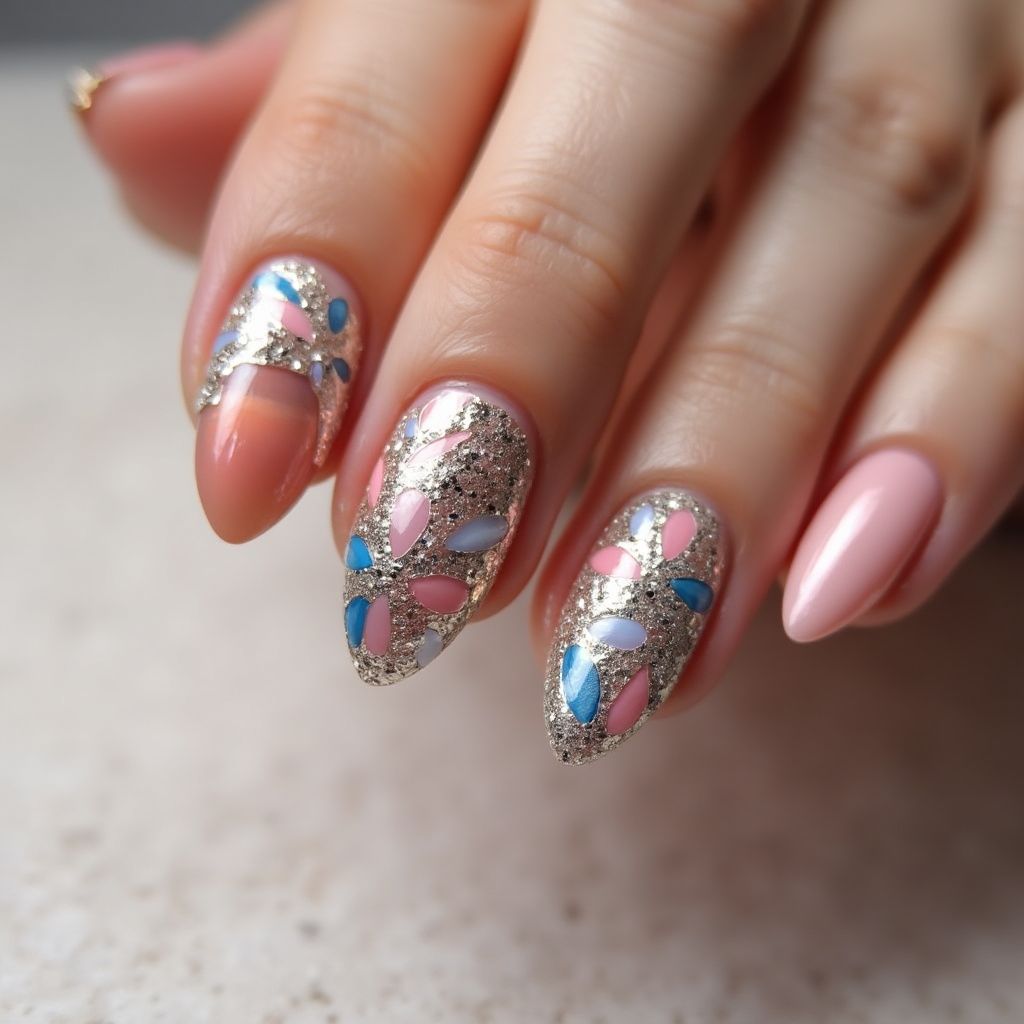 Almond Top Coat Nail Design