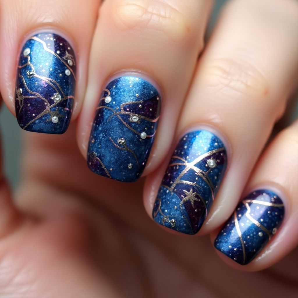 Round Magnetic polish Nail Design