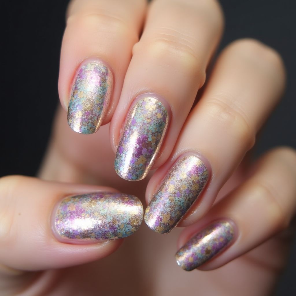 Coffin Nail Foil Nail Design