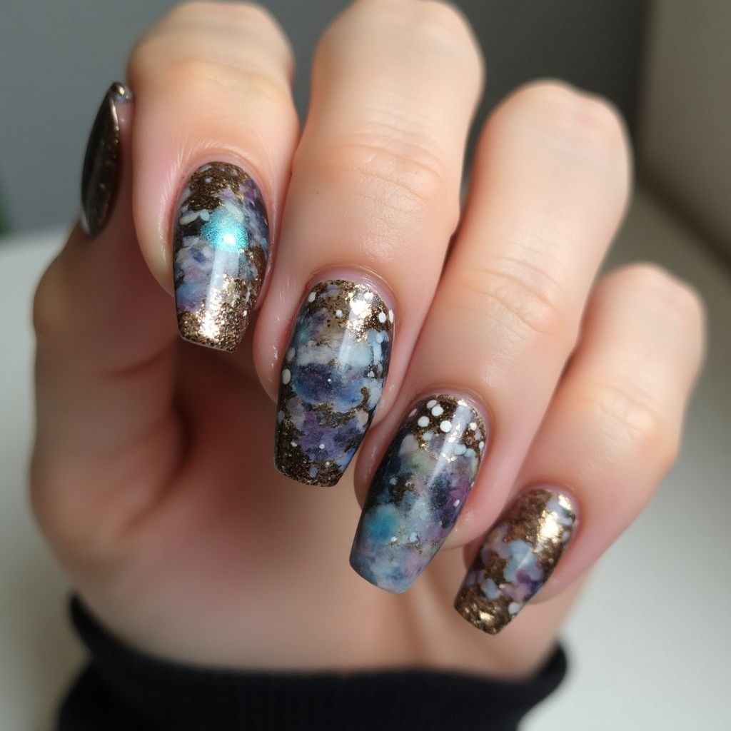Coffin Base coat Nail Design
