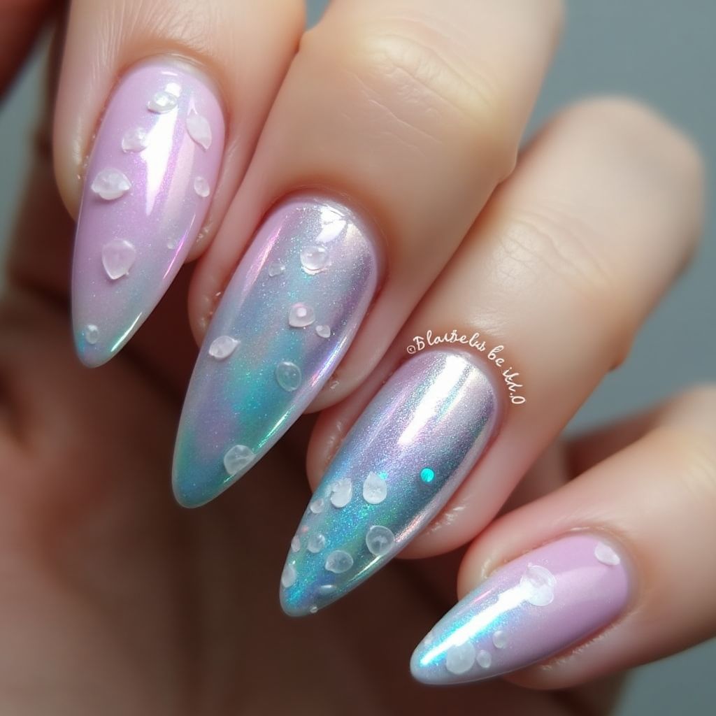 Holo Powder Stiletto Nail Design