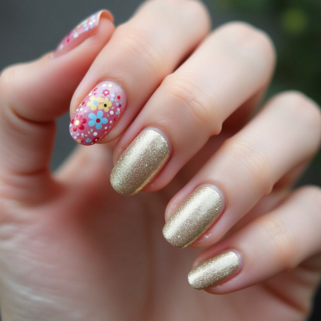 Round Base coat Nail Design