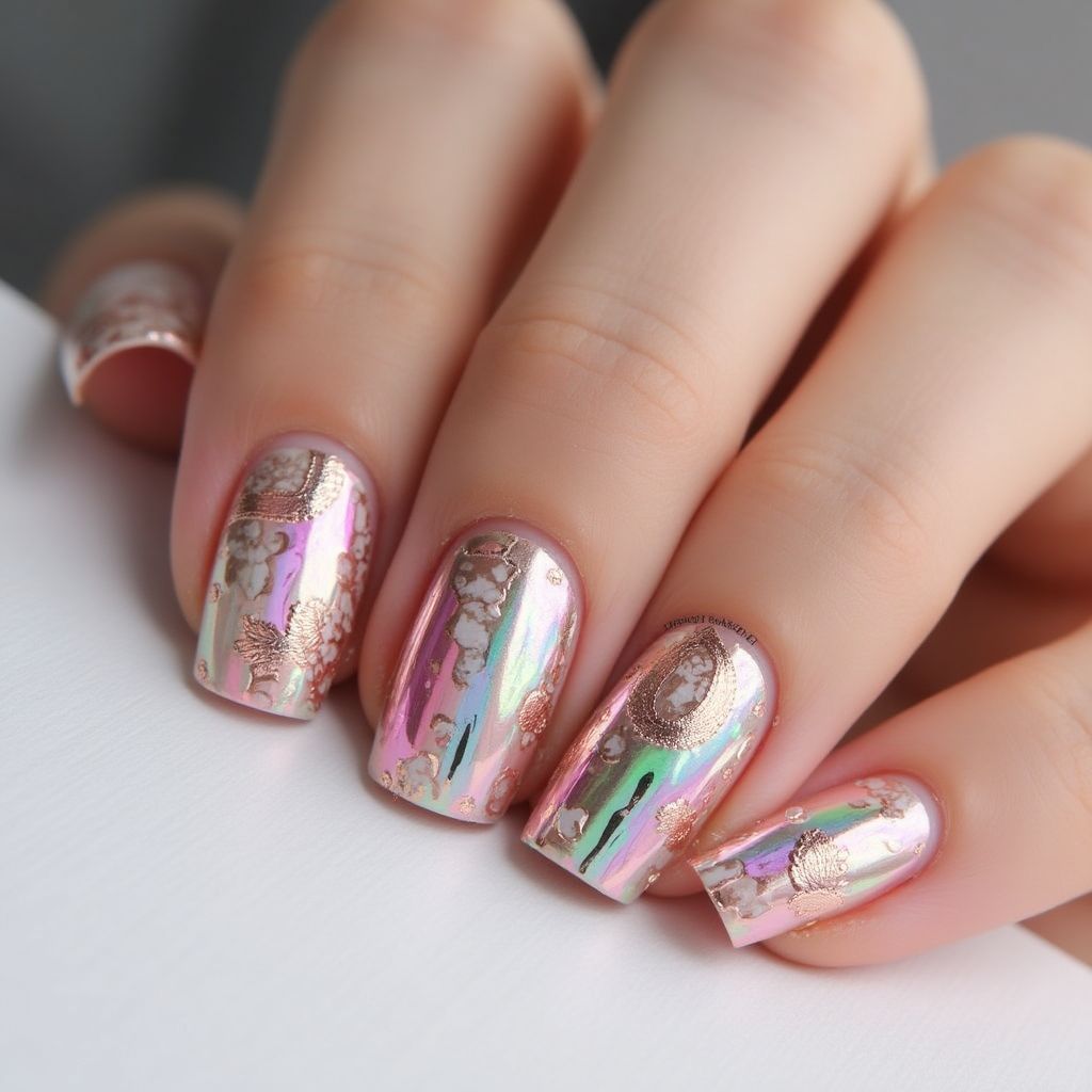 Round Nail foil Nail Design