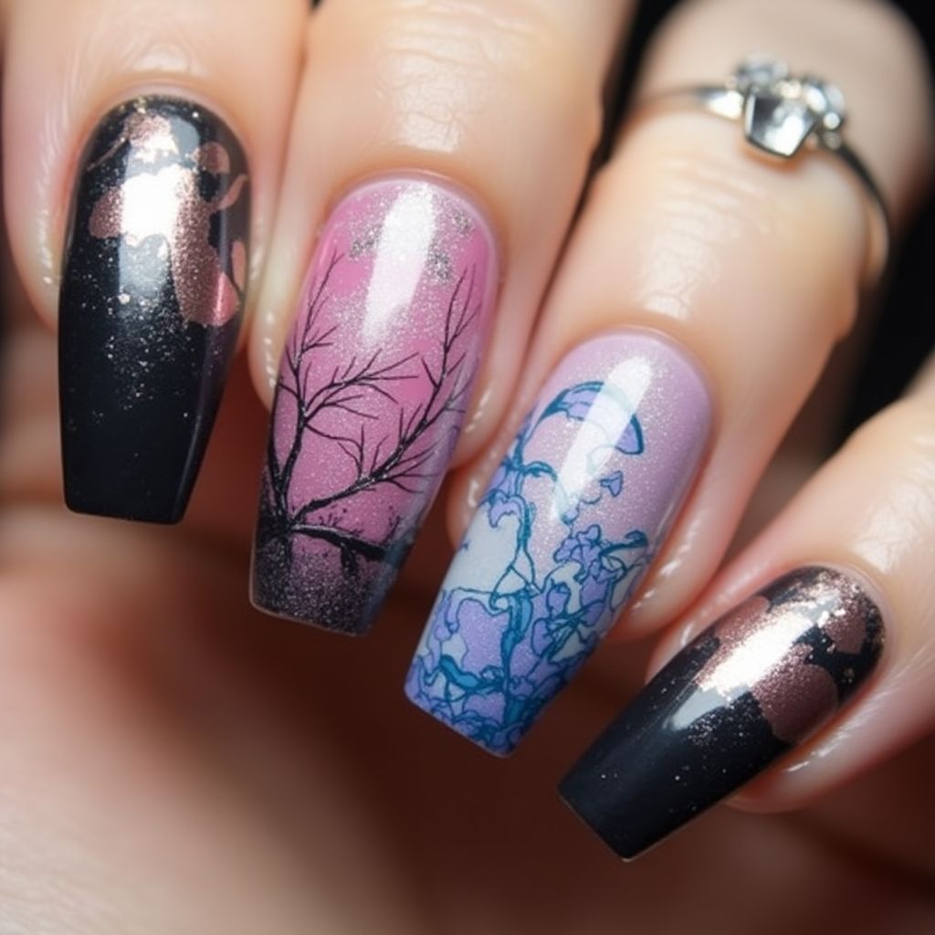 Coffin Base Coat Nail Design