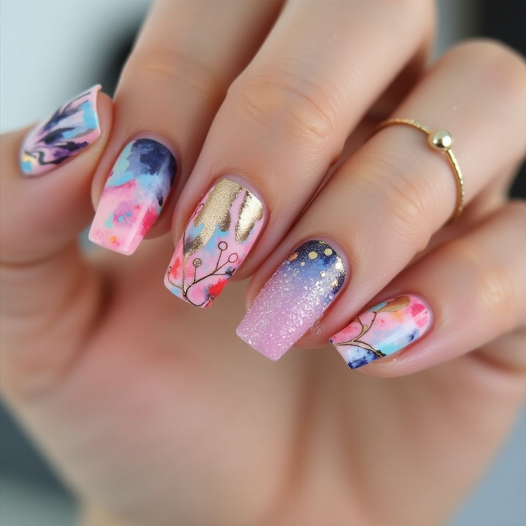 Square Wax Pencils Nail Design
