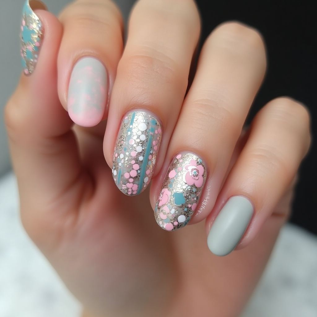 Round Color Changing Polish Nail Design
