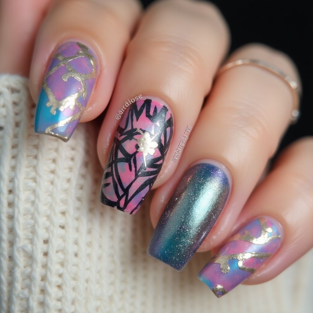Coffin Color Changing Polish Nail Design