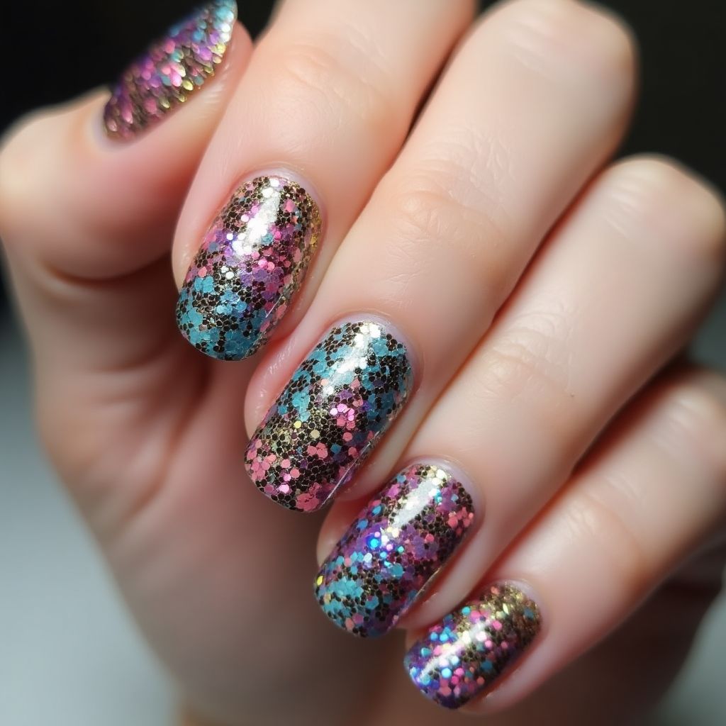 Round Sequins Nail Design