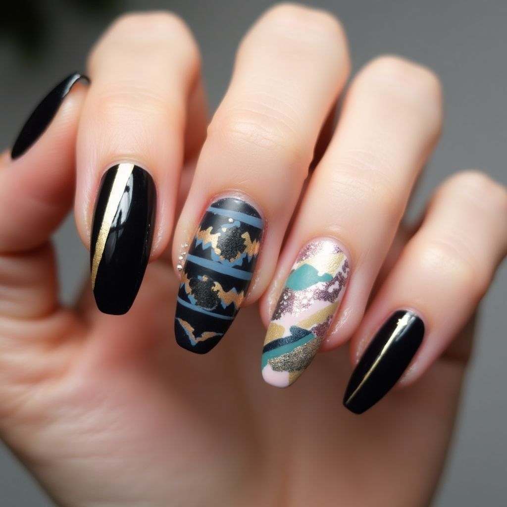 Coffin Striping tape Nail Design