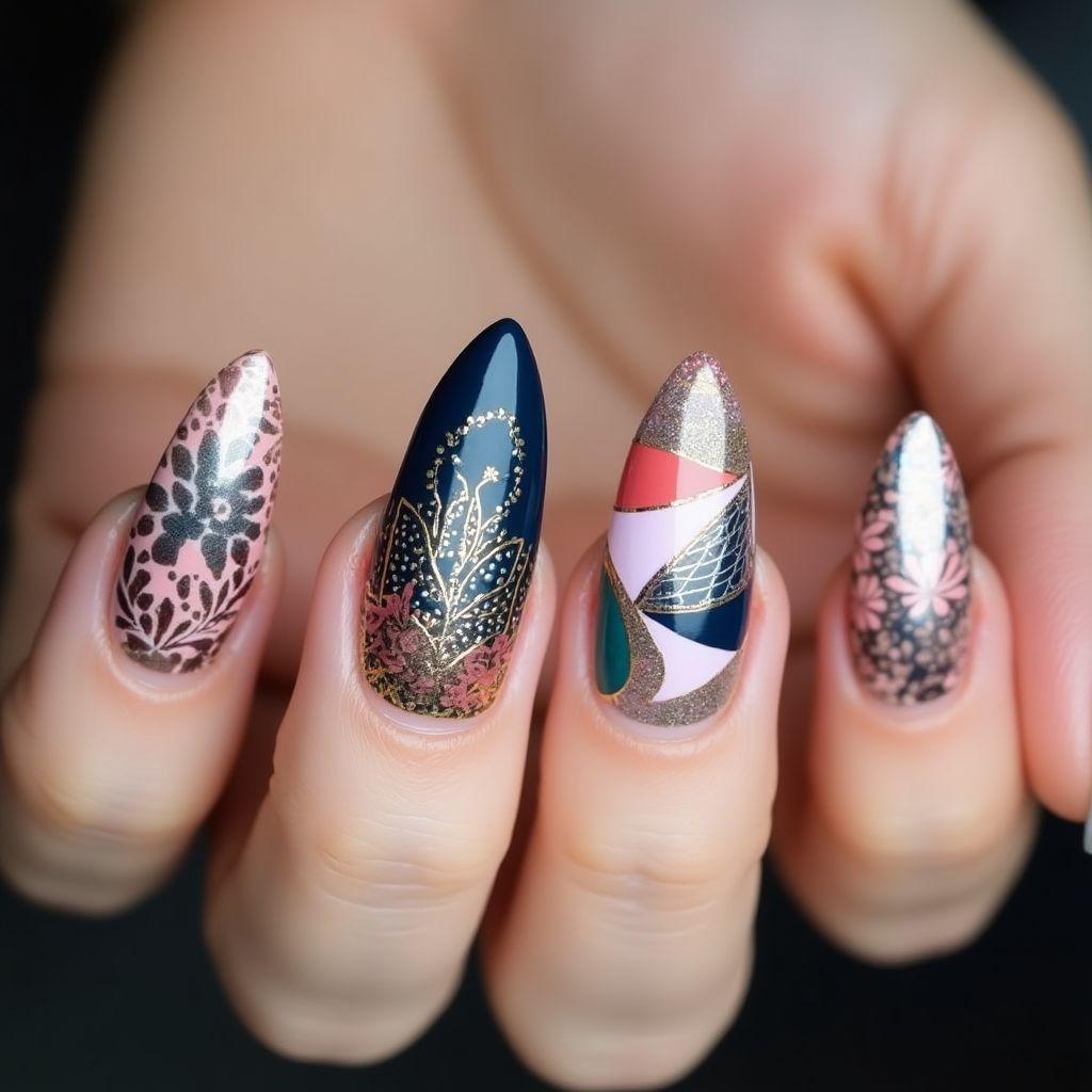 Base Coat Stiletto Nail Design