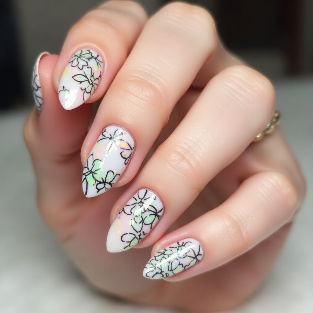Almond Nail vinyls Nail Design