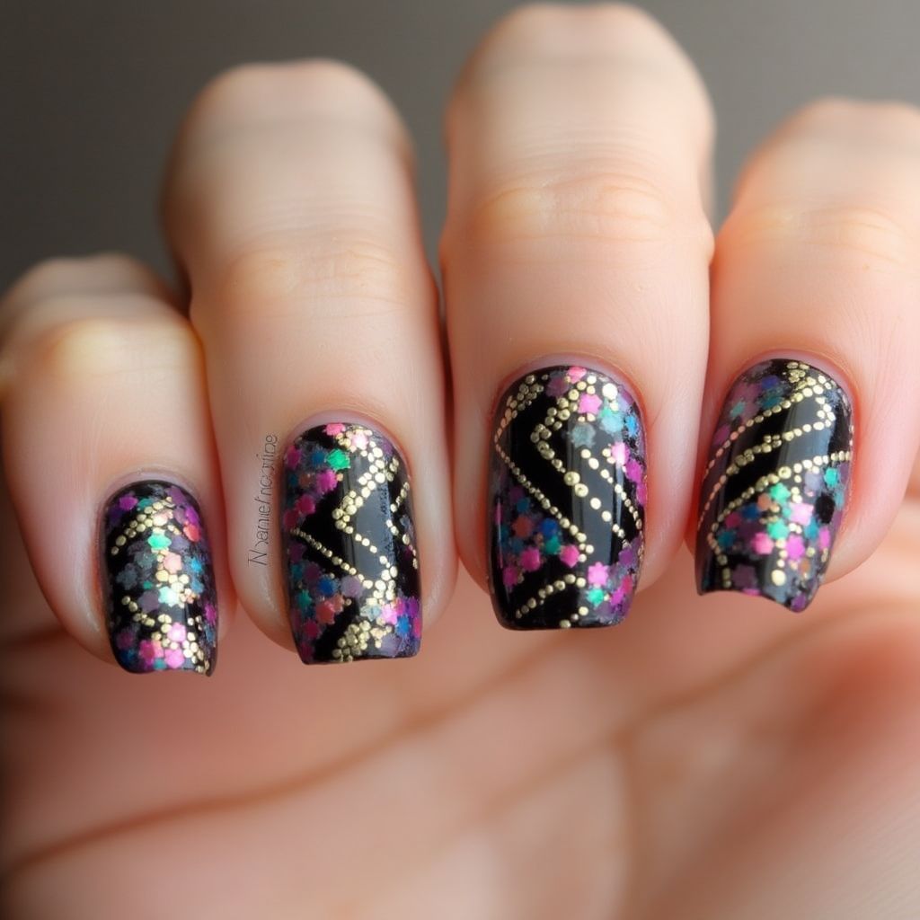 Round Striping Tape Nail Design