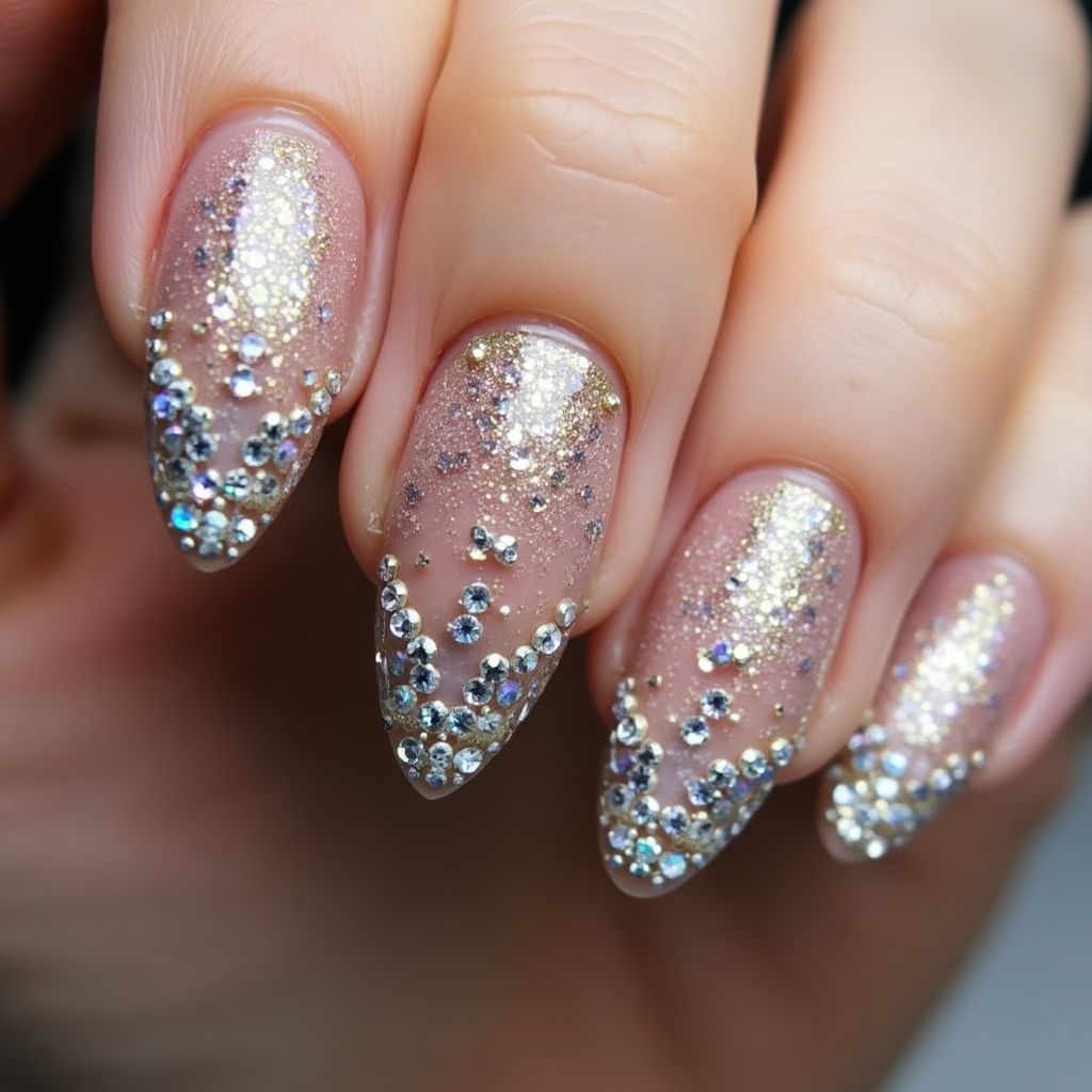 Stiletto Rhinestones Nail Design