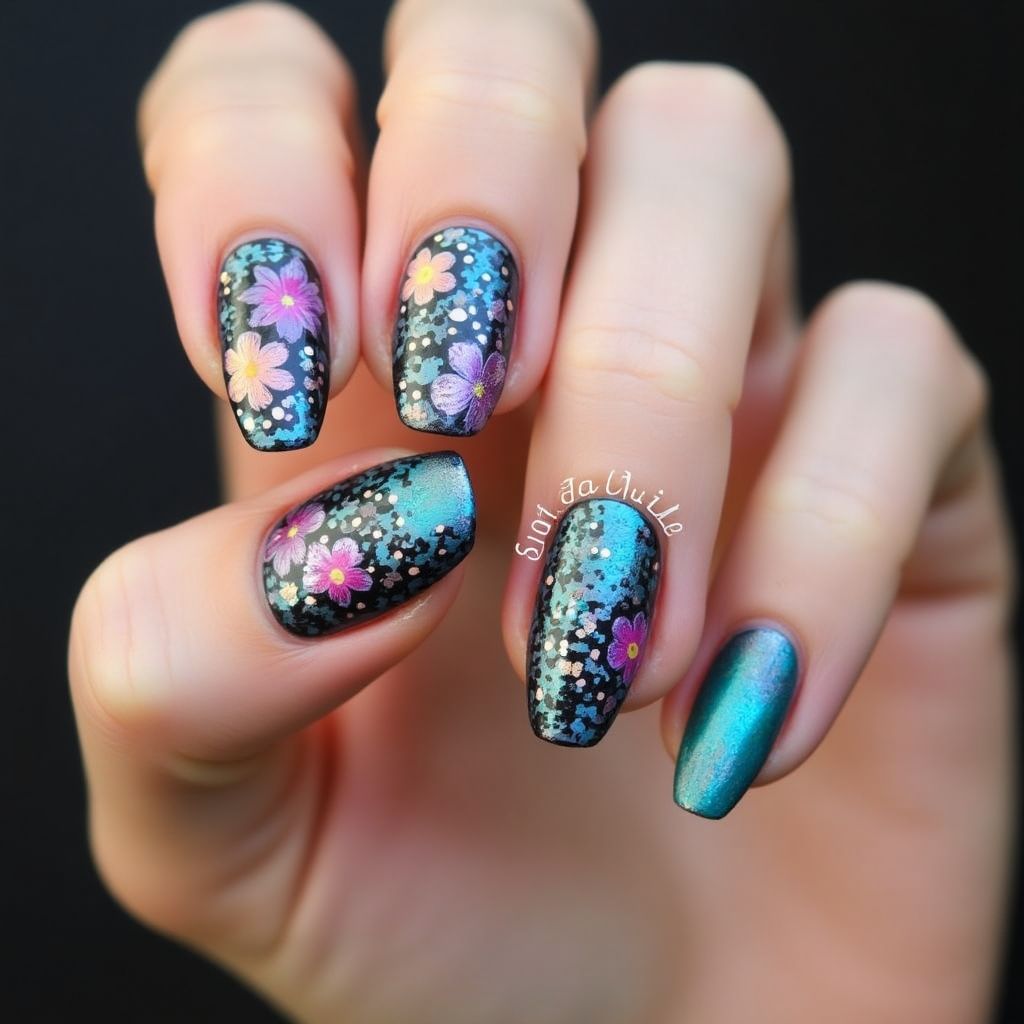 Color Changing Polish Coffin Nail Design