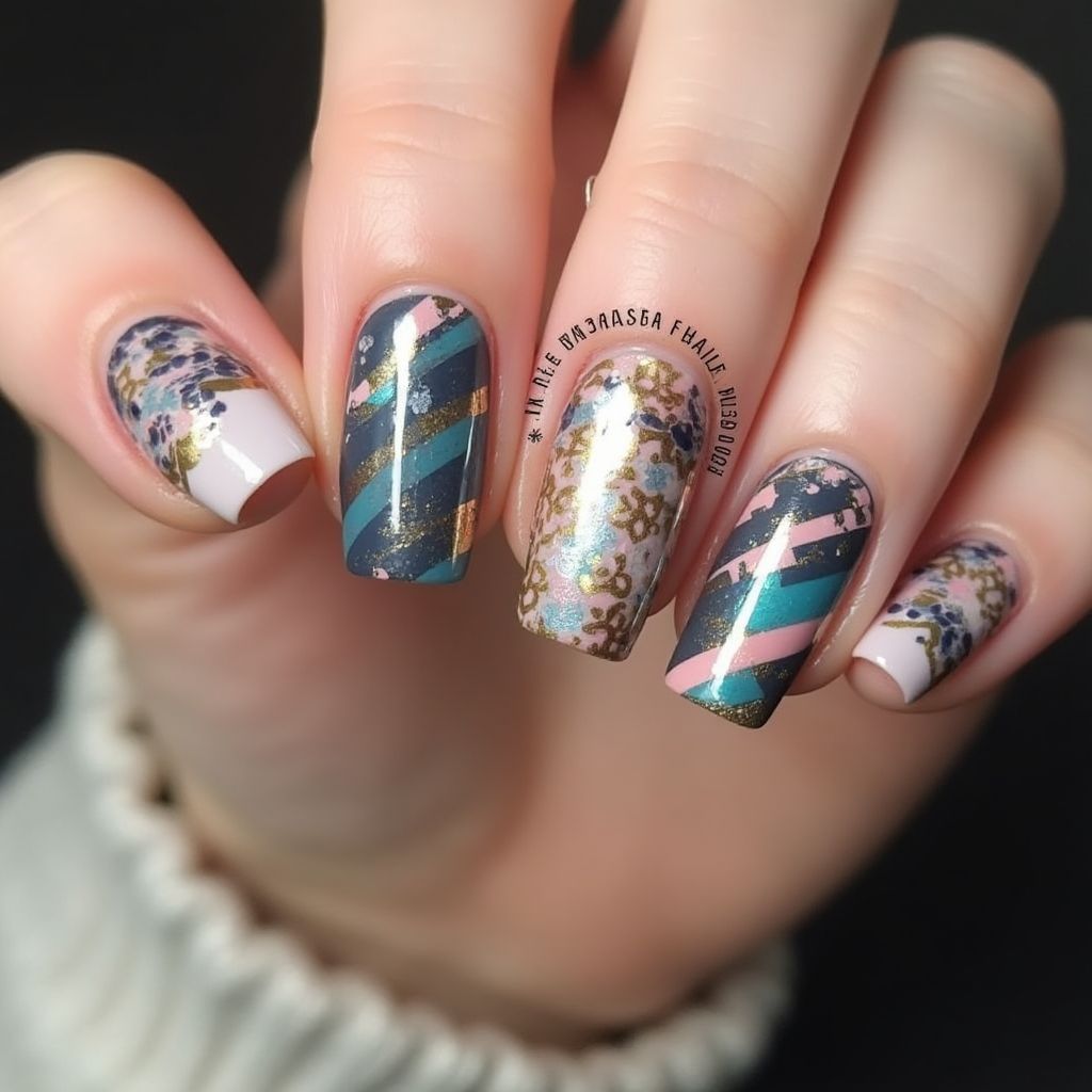 Coffin Nail Foil Nail Design