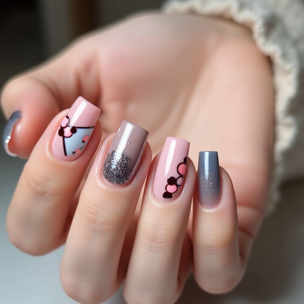 Gel Polish Square Nail Design