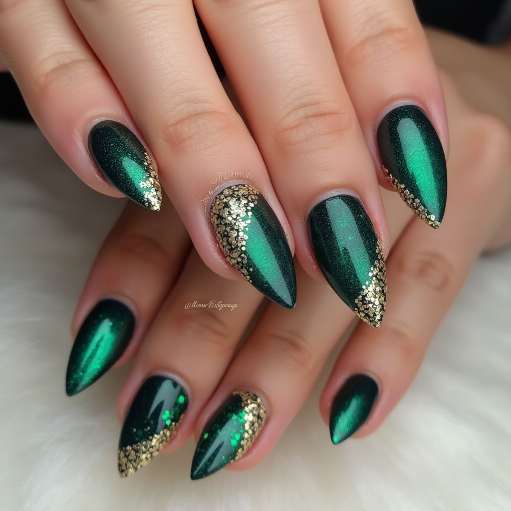 Glitter Powder Stiletto Nail Design