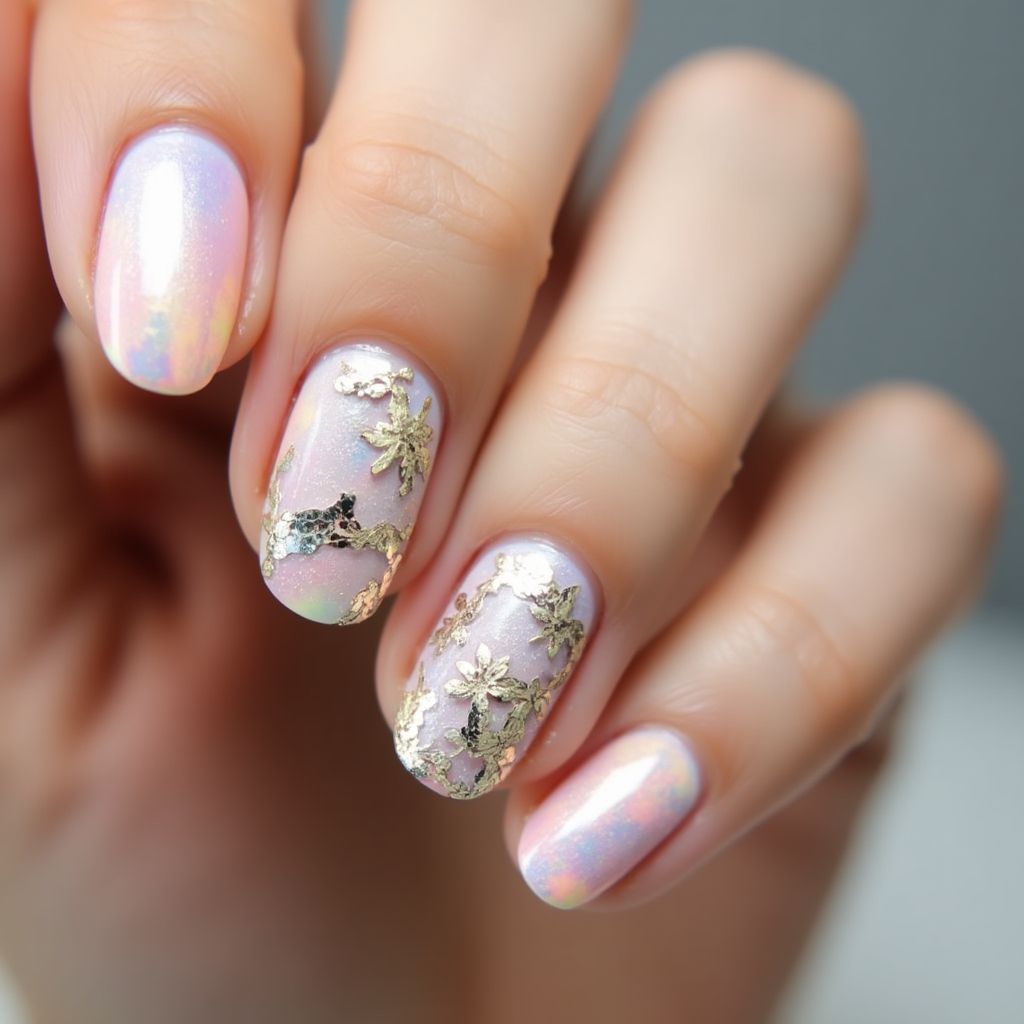 Round Nail Foil Nail Design