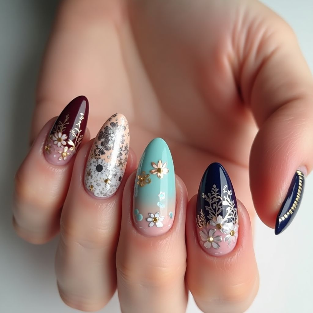 Almond Gel Polish Nail Design