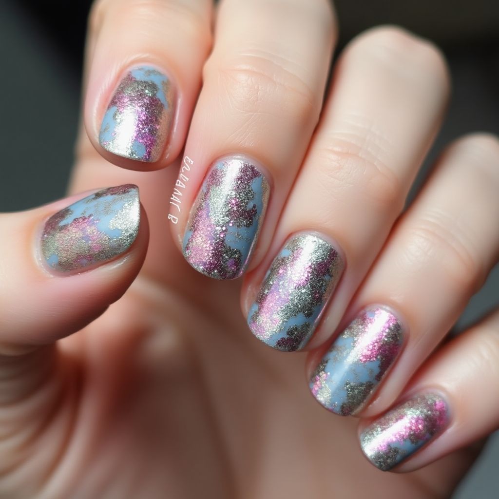 Round Specialty Powders Nail Design