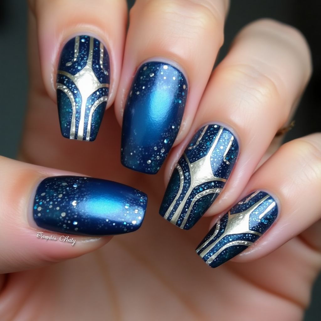 Coffin Magnetic polish Nail Design