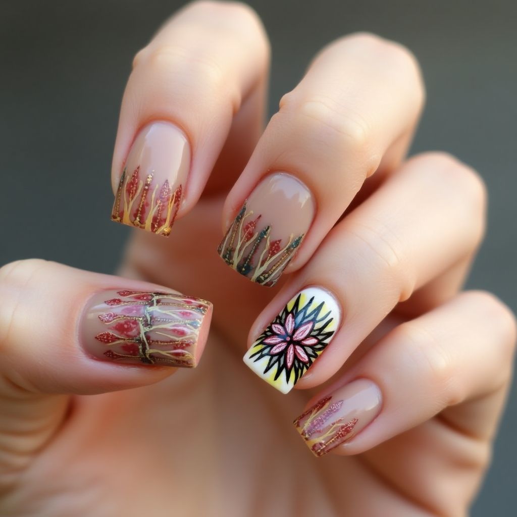 Toothpicks Square Nail Design