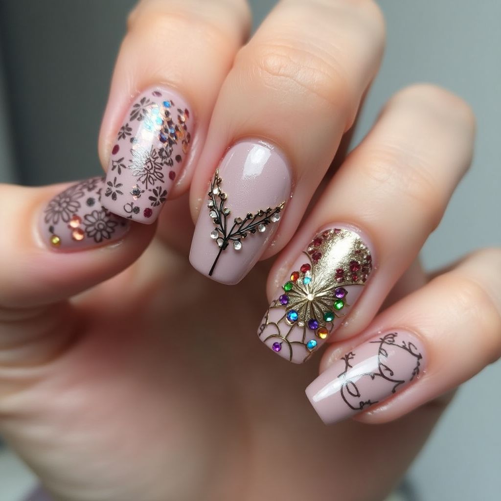 Square 3d Nail Decor Nail Design