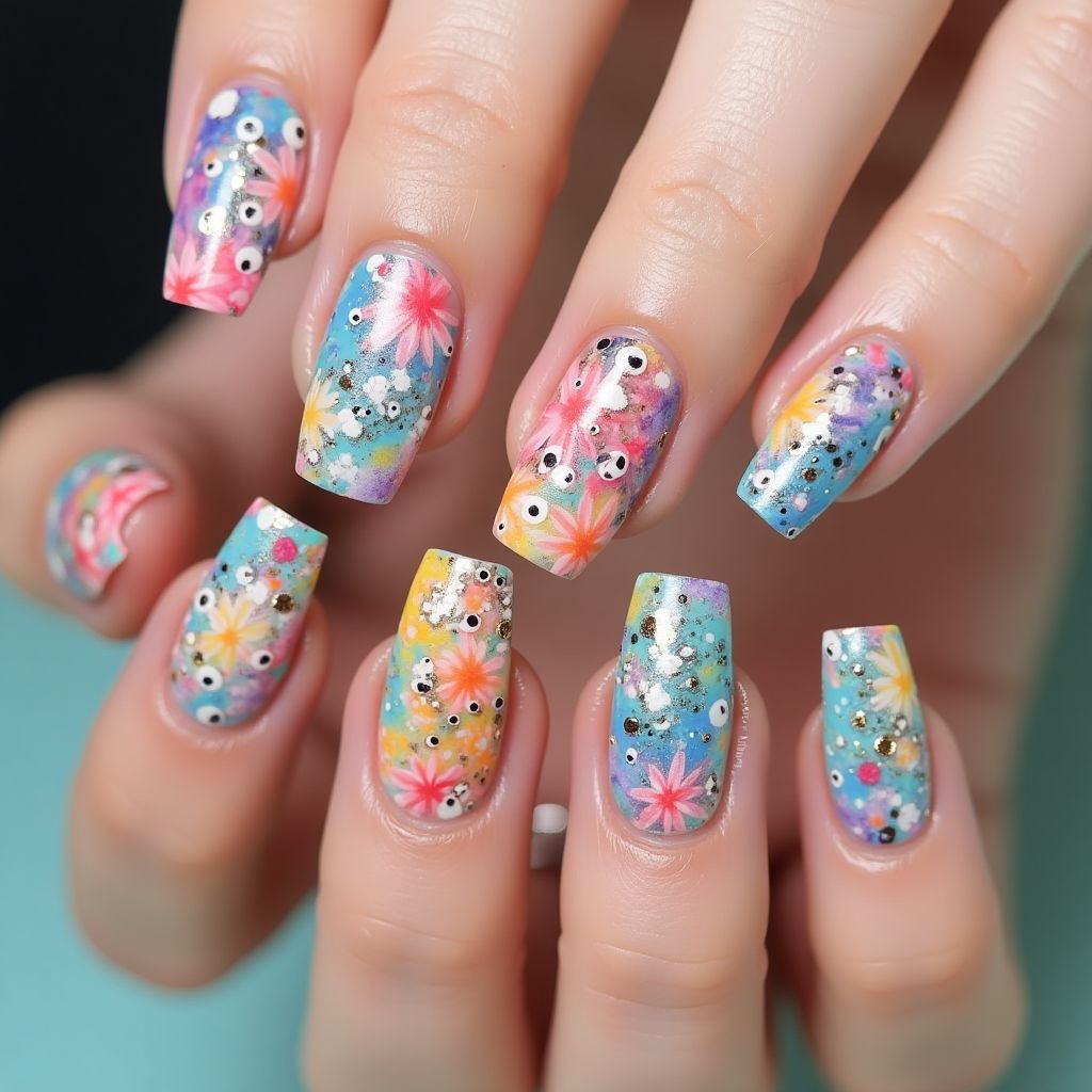 Wax Pencils Dotting Nail Design