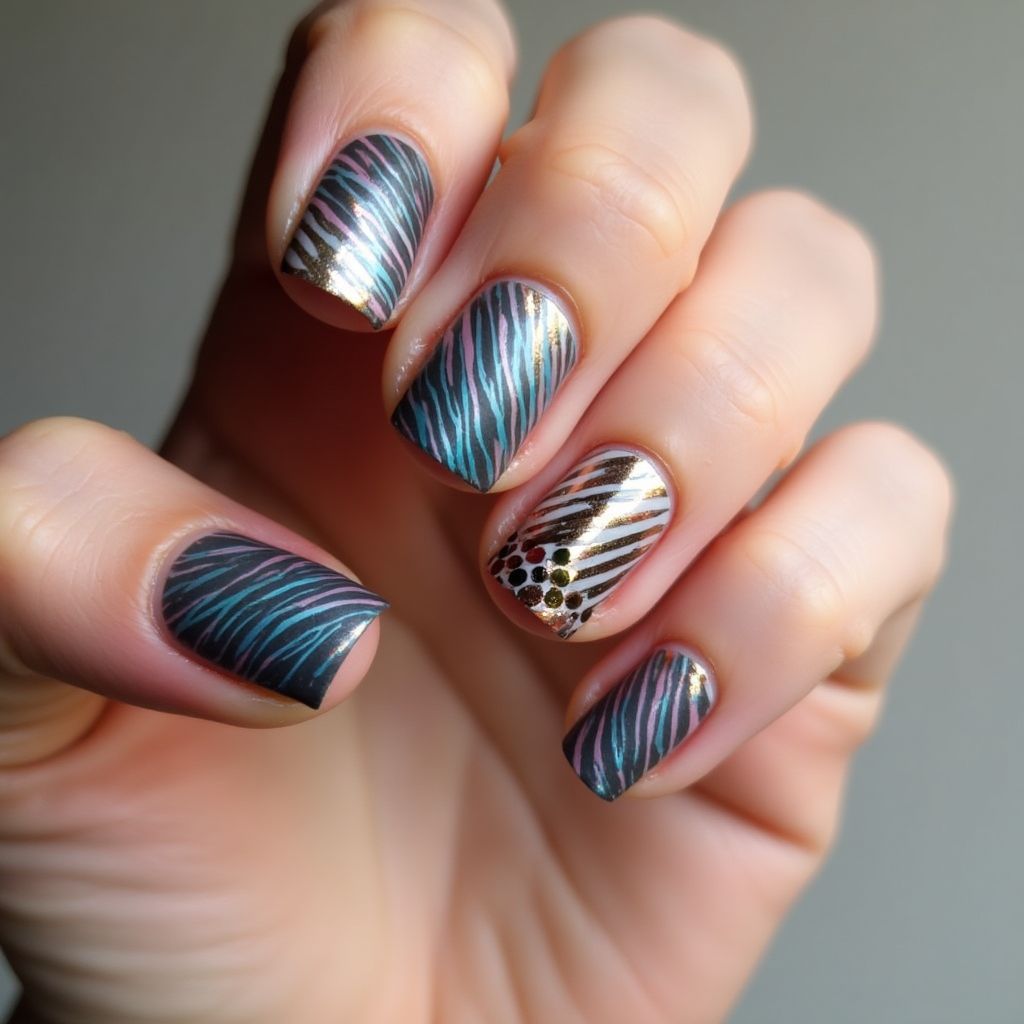 Magnetic Polish Stripes And Lines Nail Design