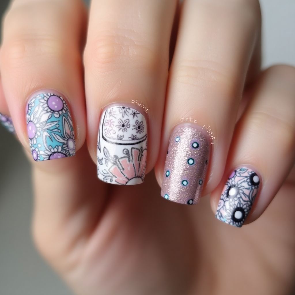 Builder Gel Freehand Art Nail Design