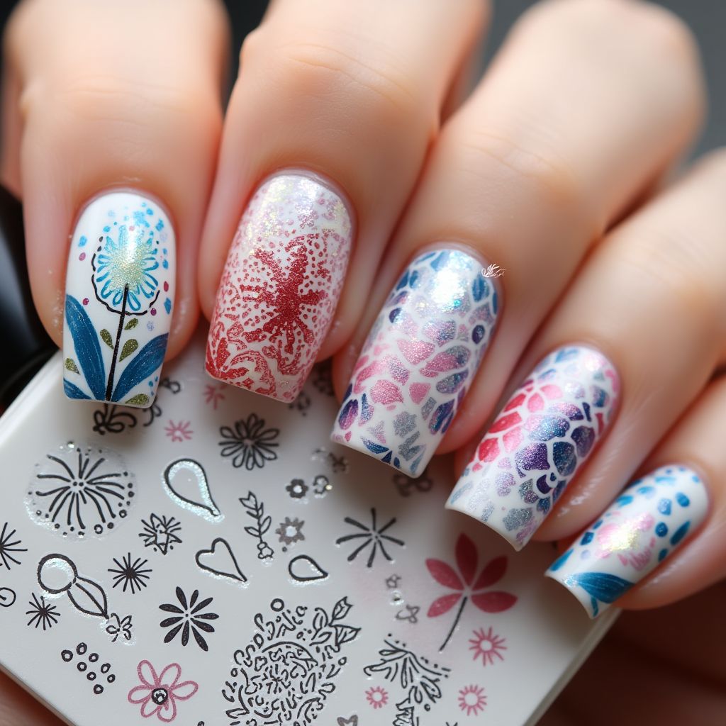 Stamping Plates Freehand Art Nail Design