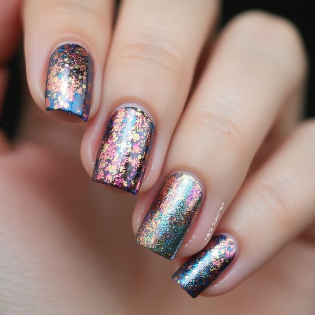 Nail Foil Dotting Nail Design