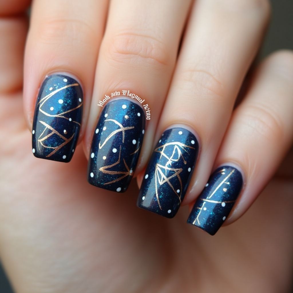 Magnetic Polish Dotting Nail Design