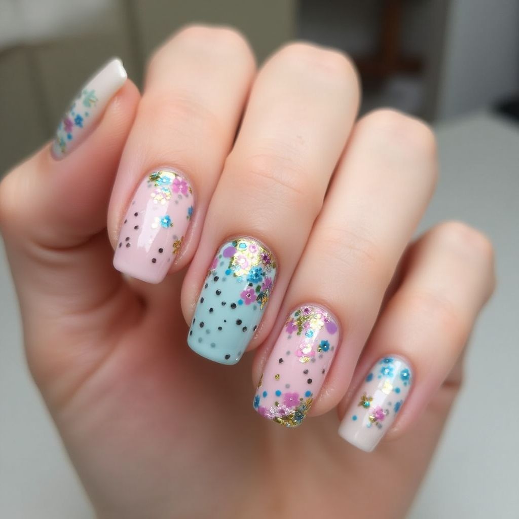 Poly Gel Dotting Nail Design